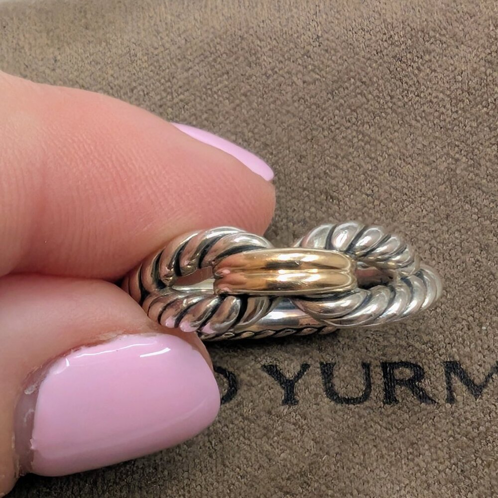 David Yurman Sterling Silver and 18k Gold Cable Loop Band Ring